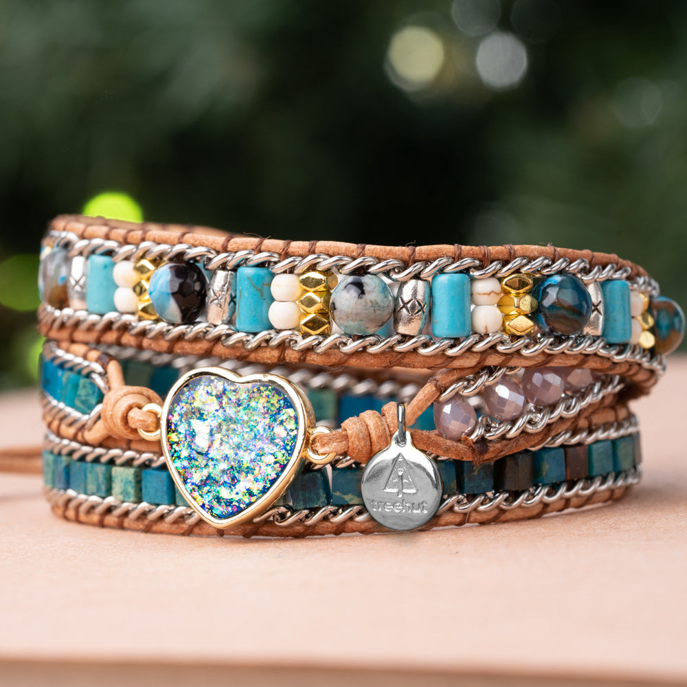 Frosty Heart Triple Wrap Bracelet for Women