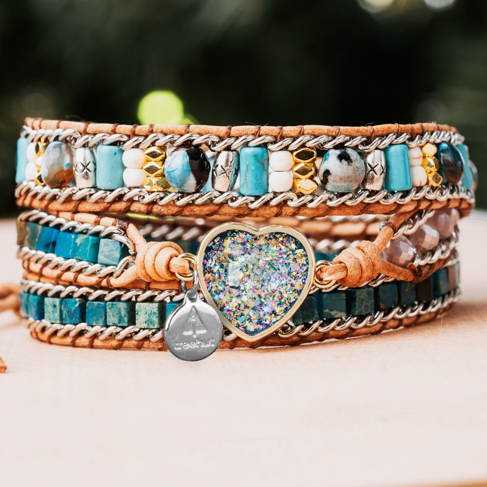 Frosty Heart Triple Wrap Bracelet for Women