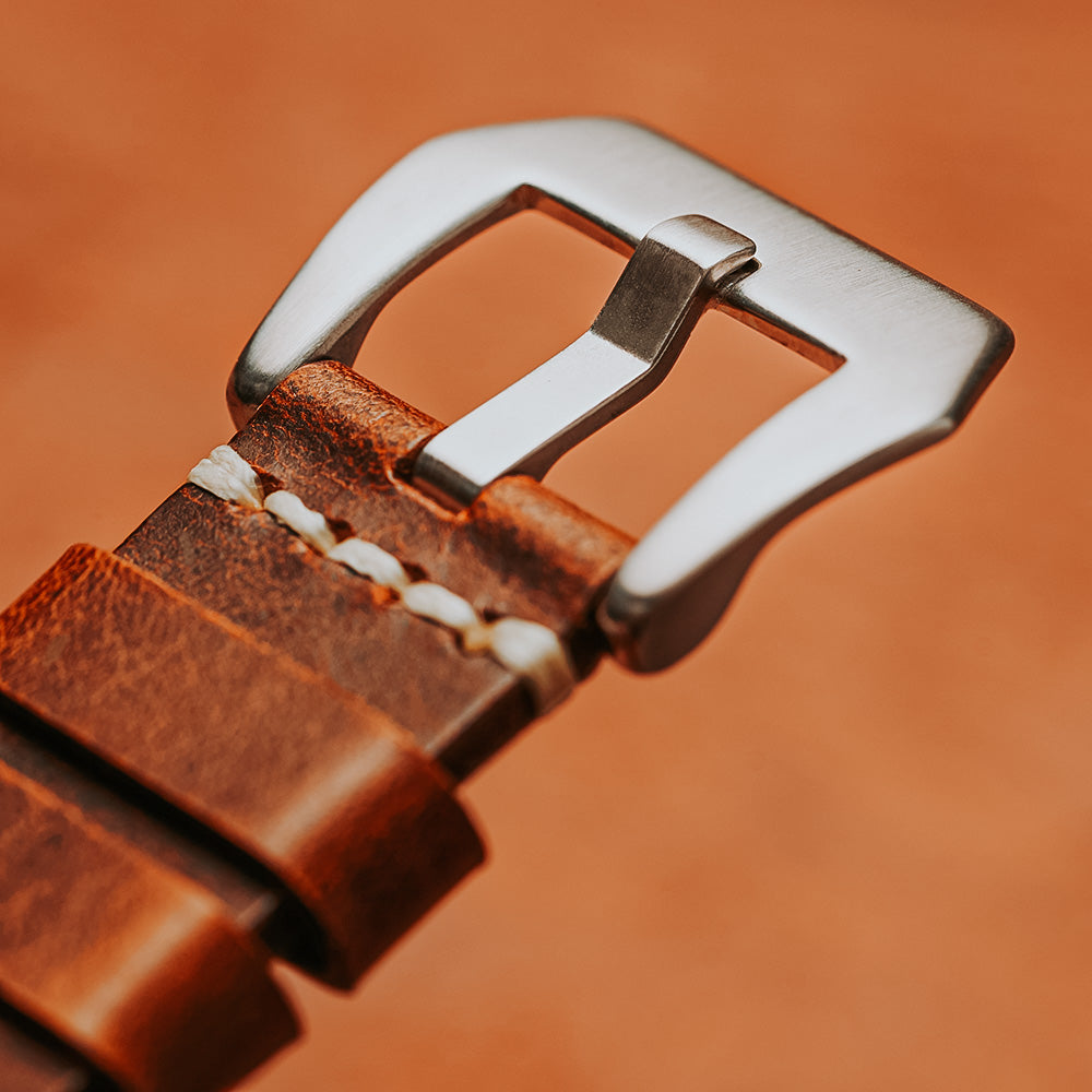 Apple Strap Cognac Leather Silver