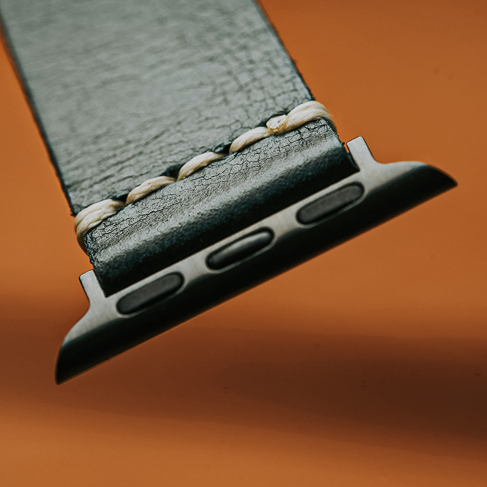 Apple Strap Blue Leather Silver