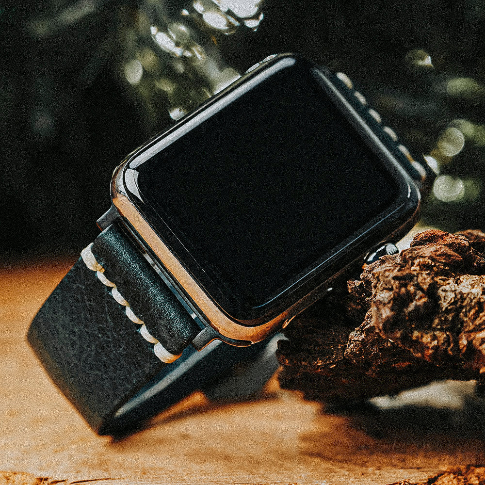 Apple Strap Blue Leather Silver