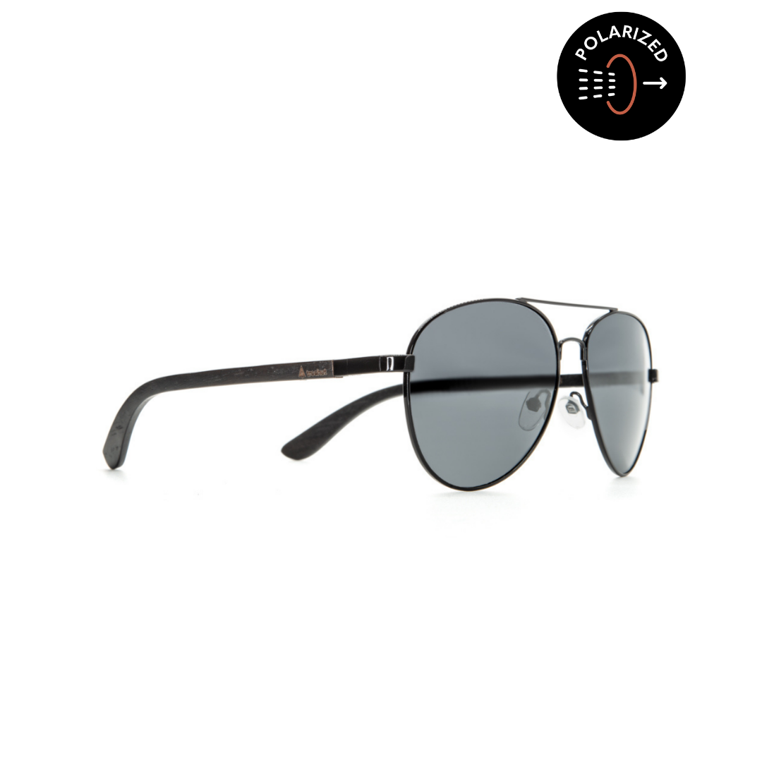 Top Gun 51 Black Men's Wooden Sunglasses