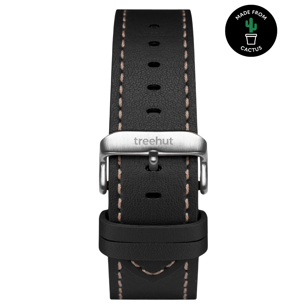 20mm Black Cactus Leather Band For Men