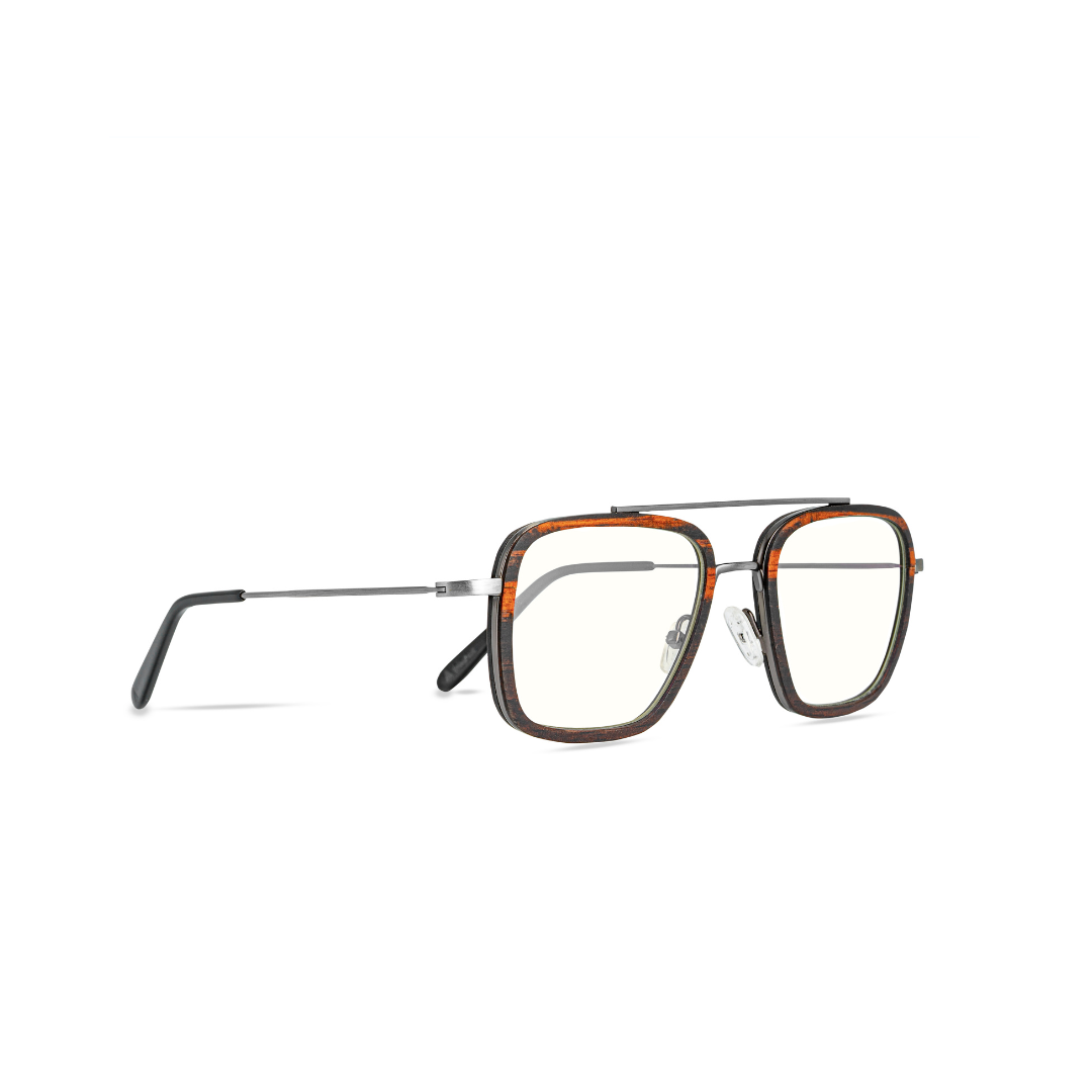Maverick Aviator Ebony blue light wood glasses