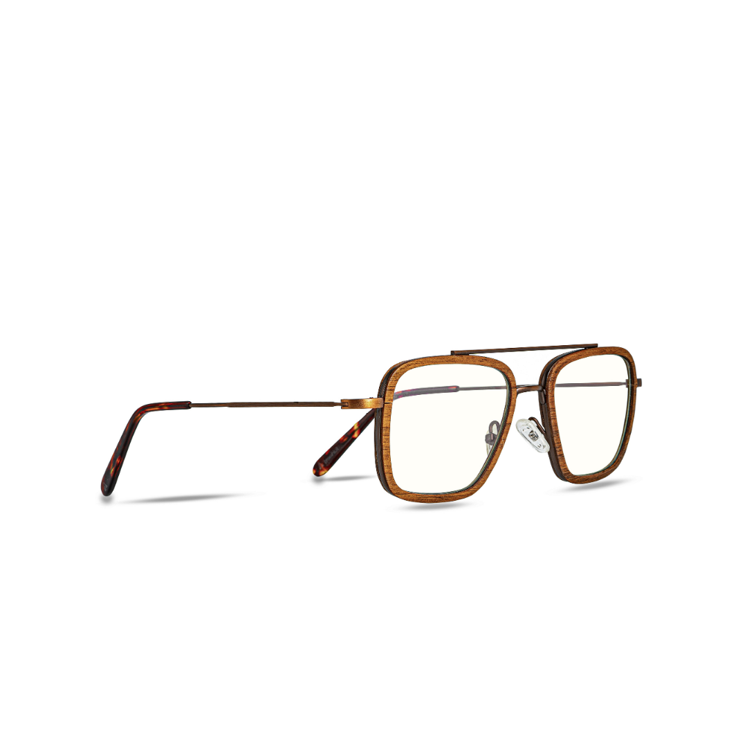 Maverick Aviator Walnut blue light wood glasses