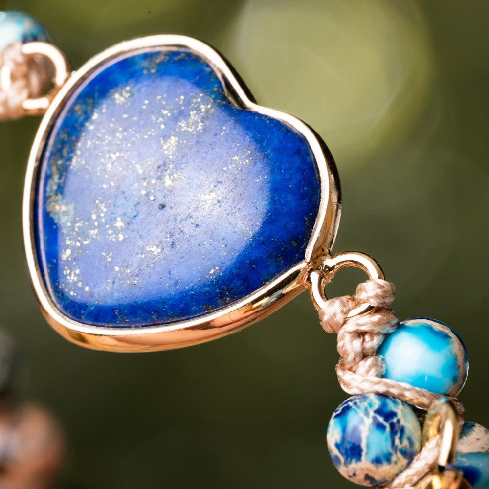 blue stone bracelet with heart centre