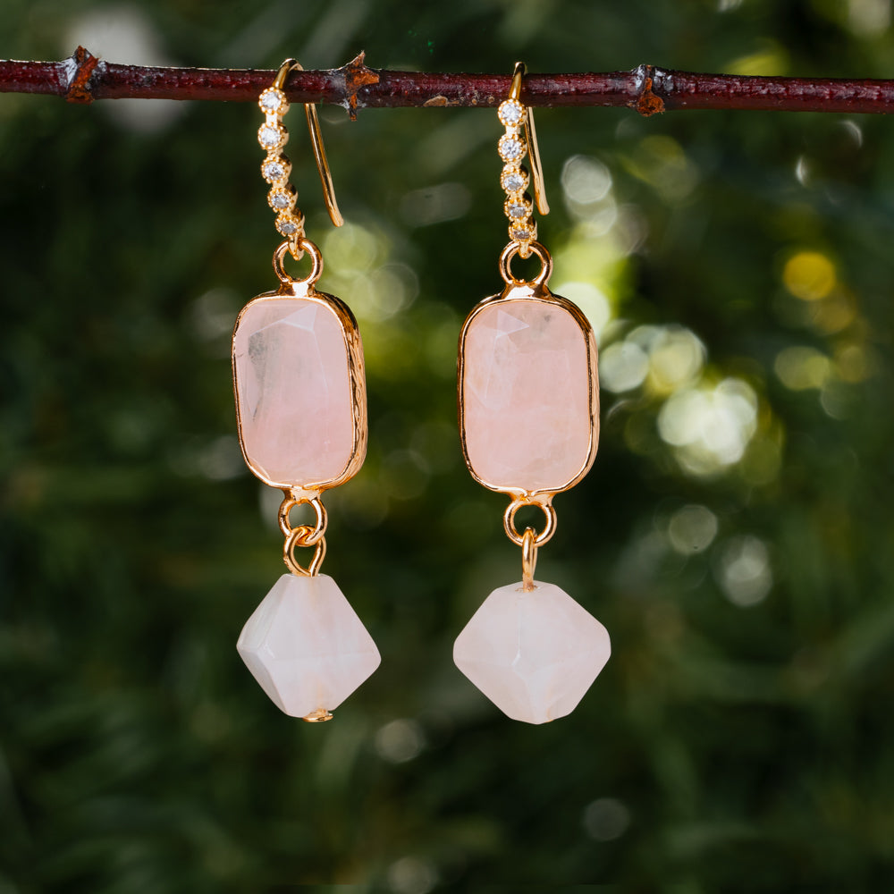 pink rose earrings