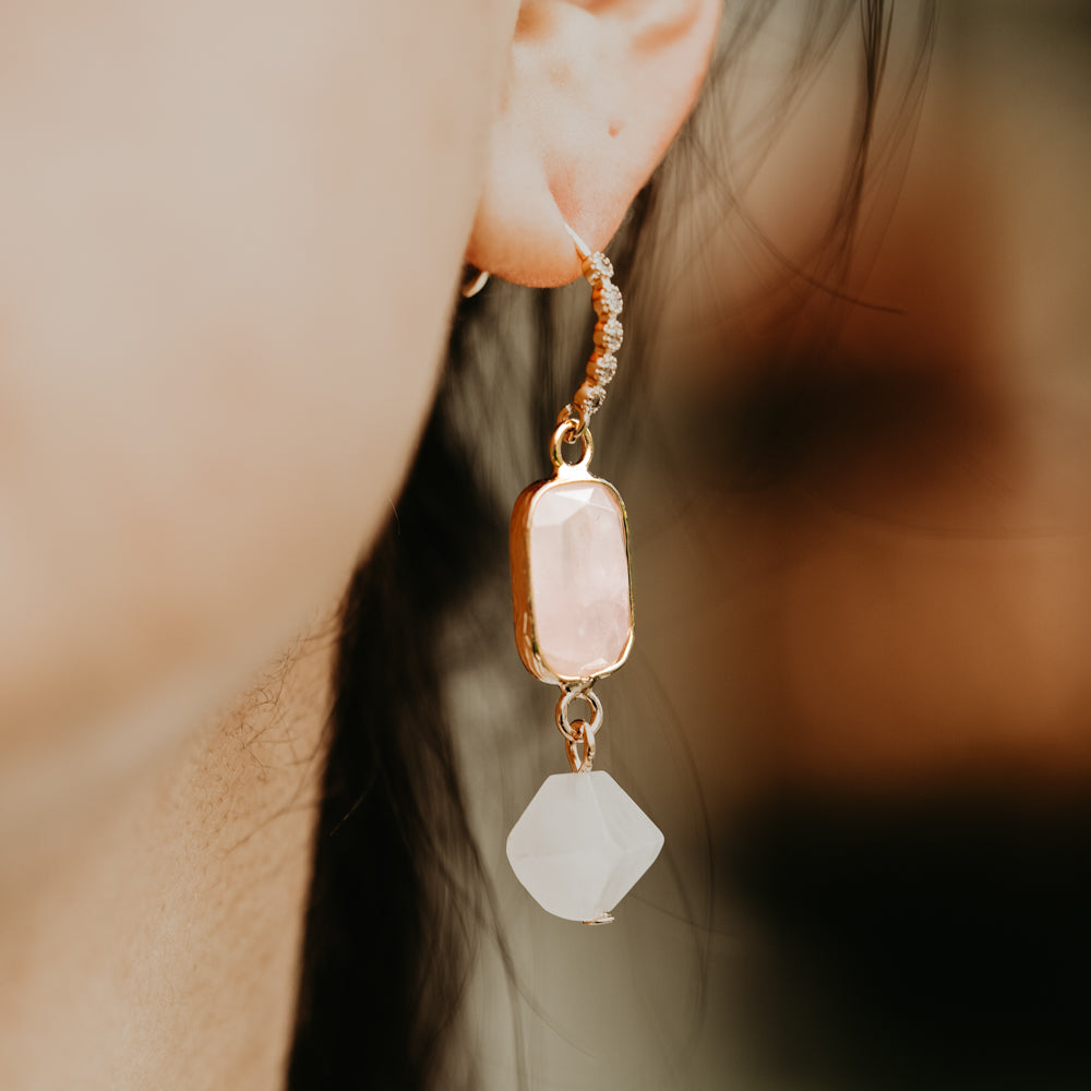 pink rose earrings