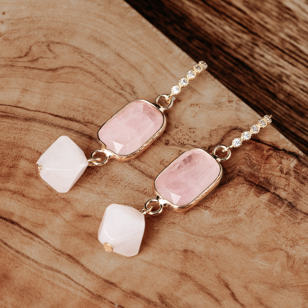 pink rose earrings