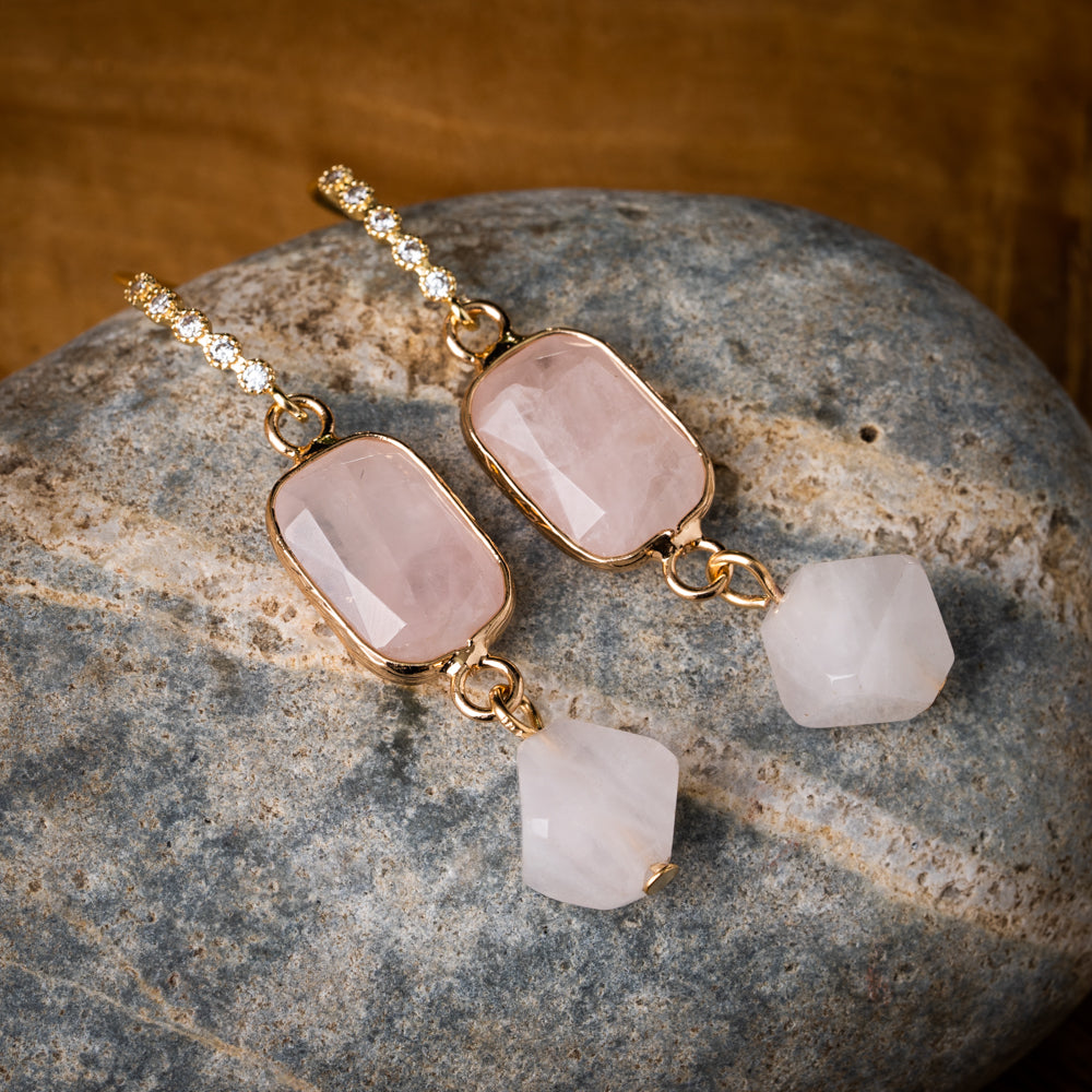 pink rose earrings