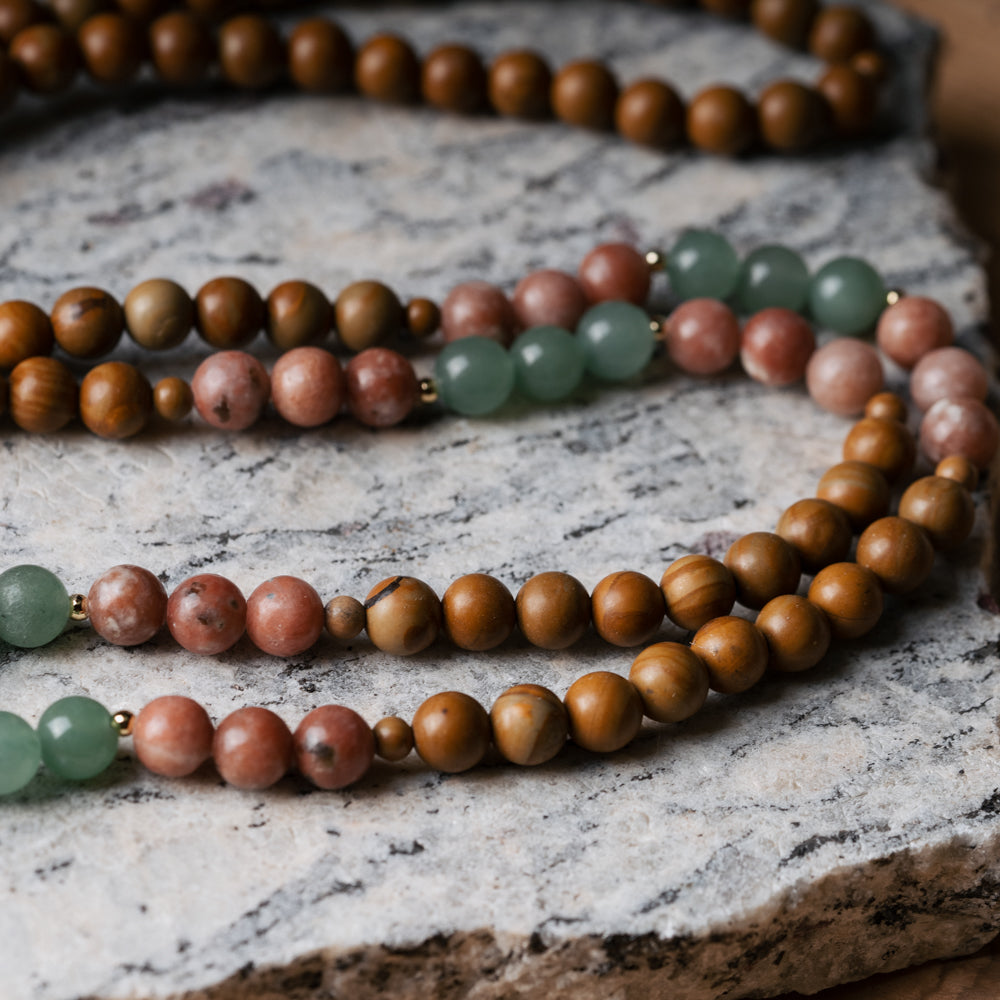 mala necklace with natural beads