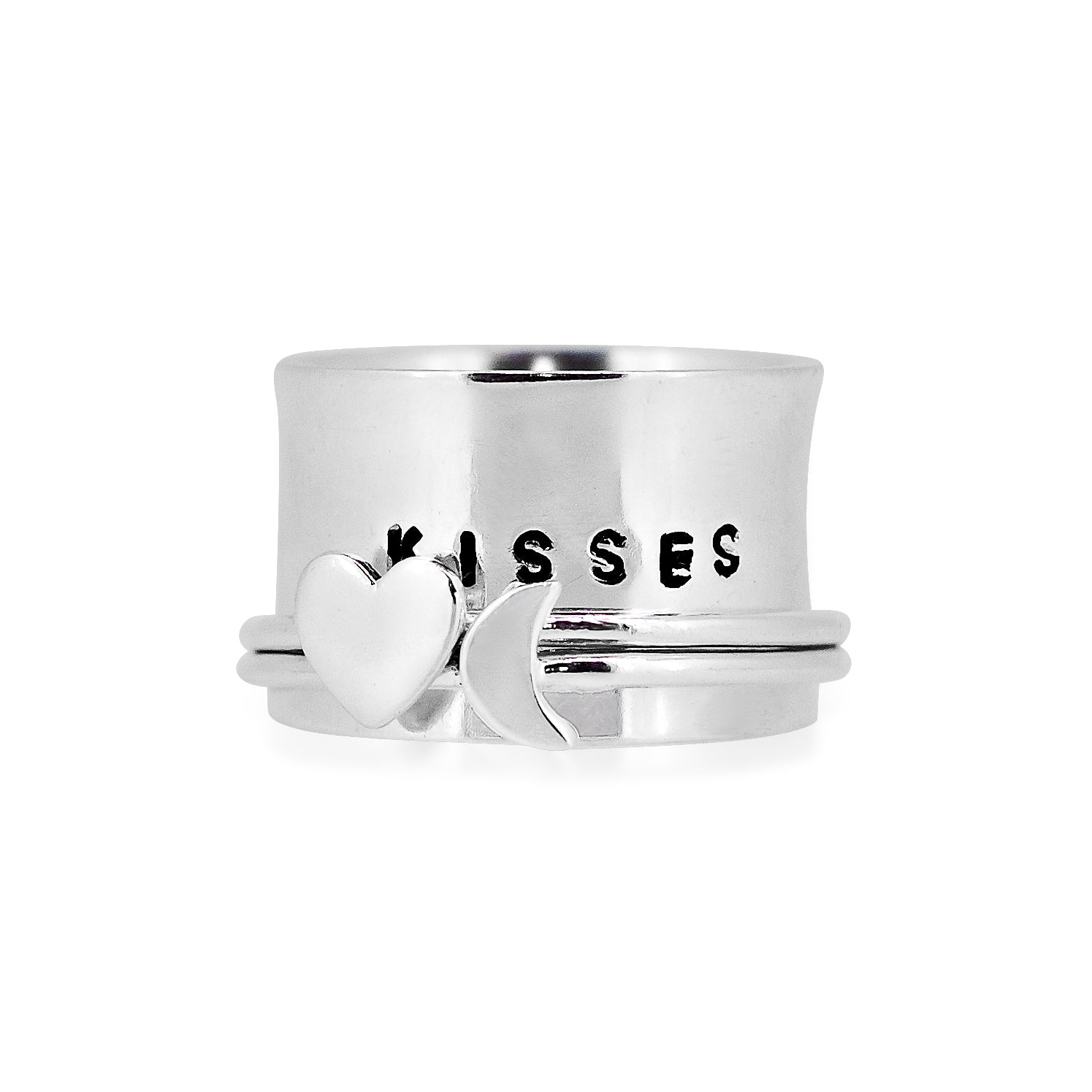 engraved heart spinner ring