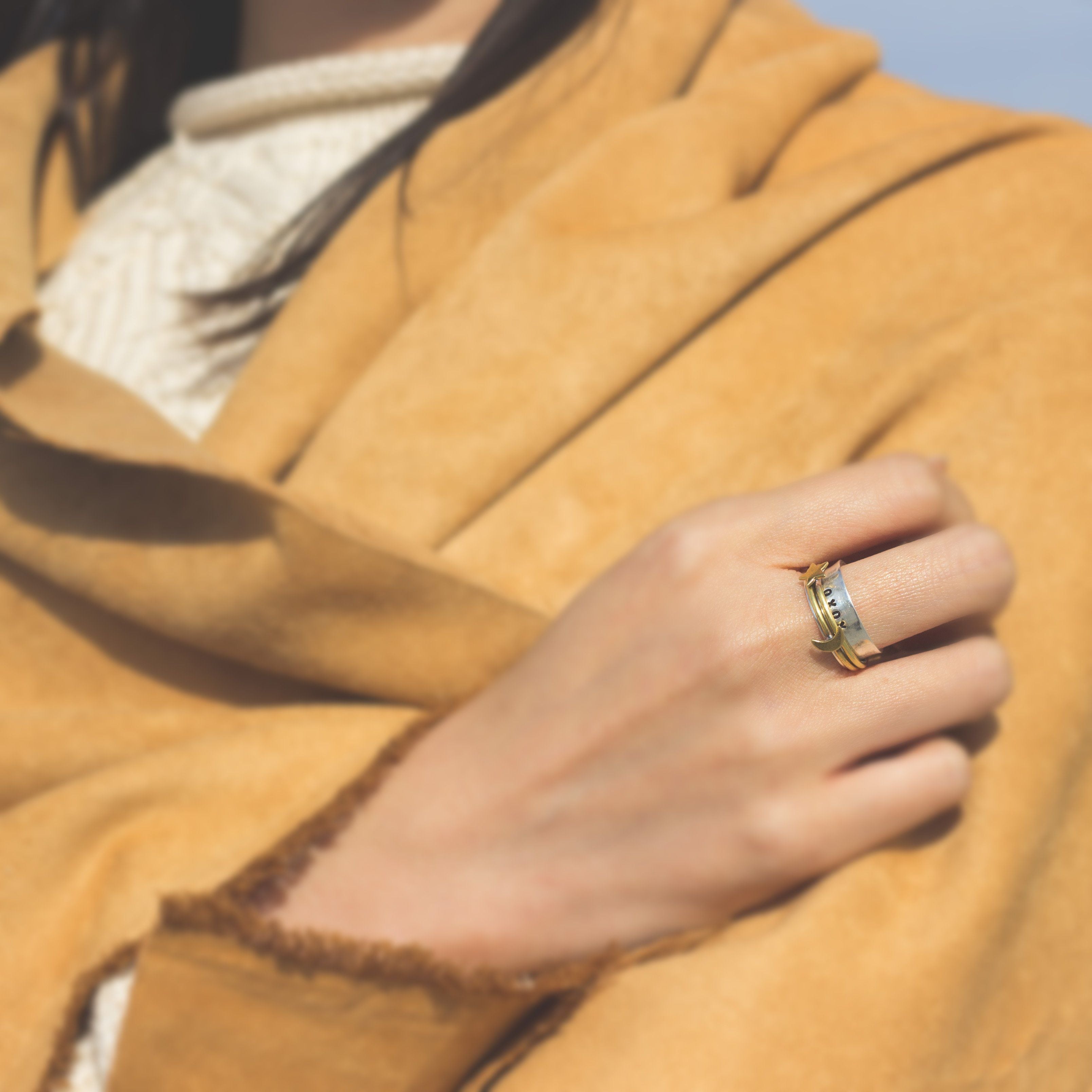 Star-Crossed Lovers Spinner Ring Women's Engraved Ring