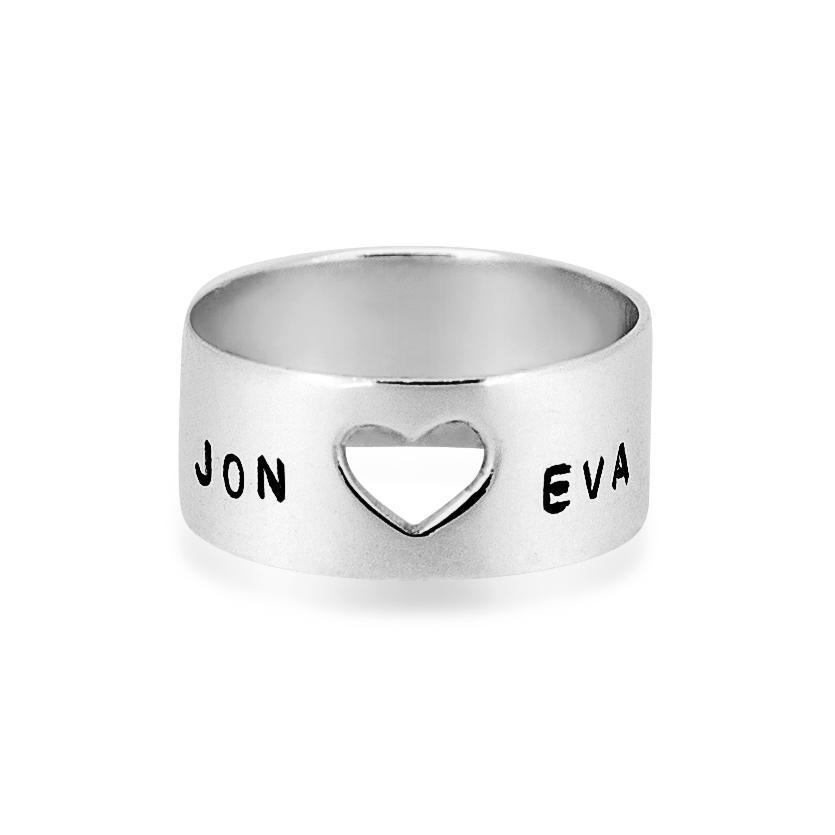 Open your Heart Silver Ring Women's Engraved Ring