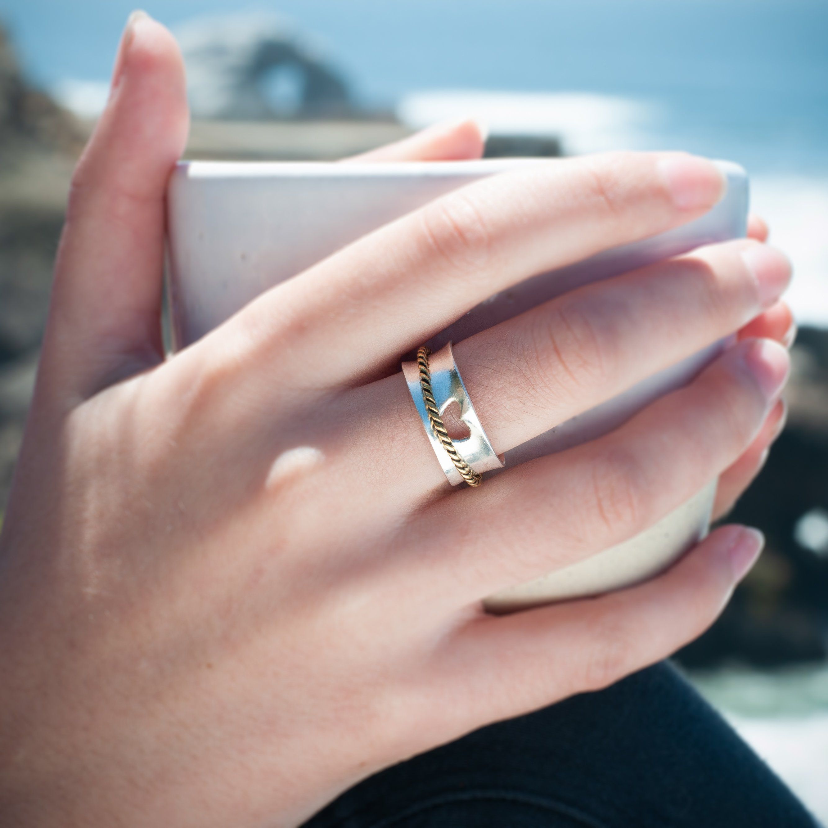 Intertwined Love Spinner Ring Women's Engraved Ring