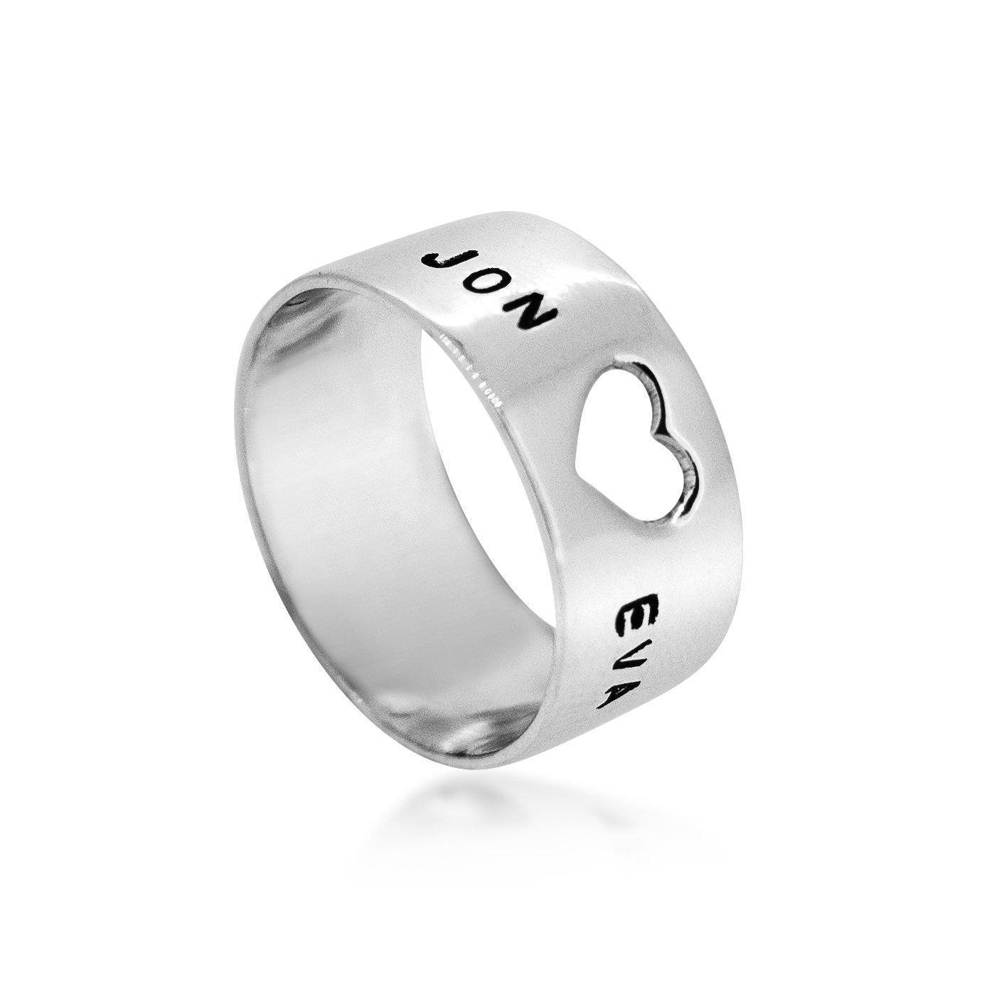 Open your Heart Silver Ring Women's Engraved Ring