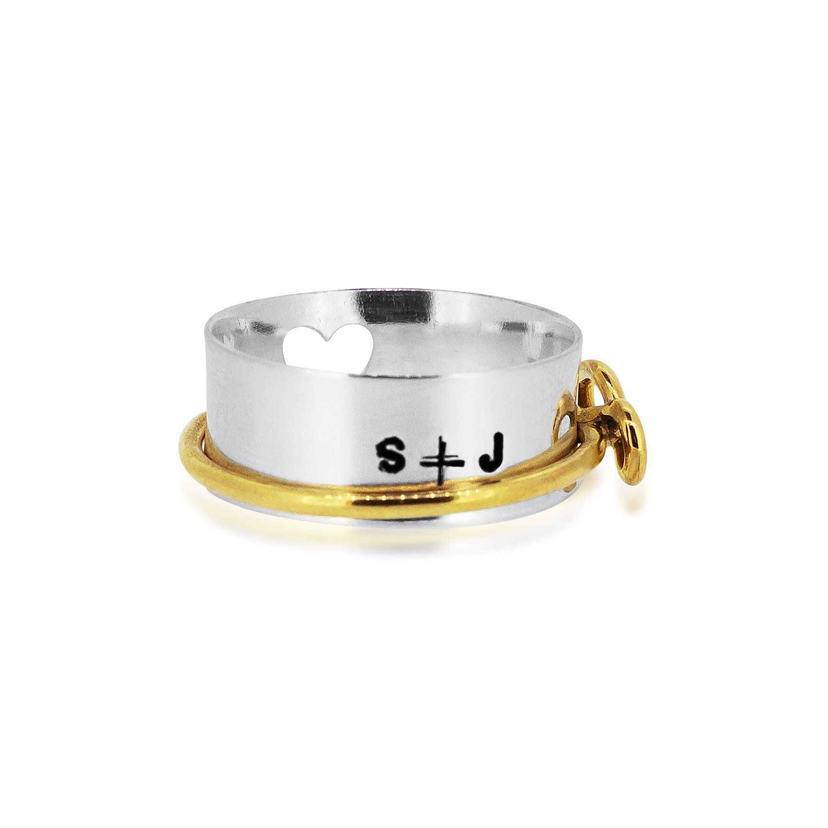 engraved silver spinner rings