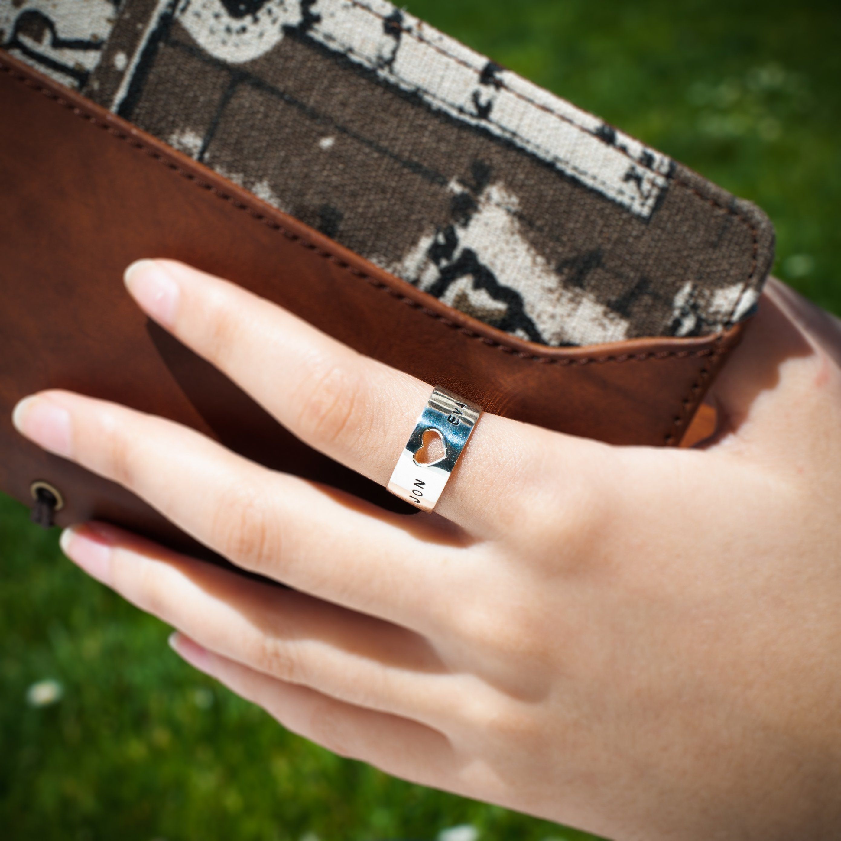 Open your Heart Silver Ring Women's Engraved Ring