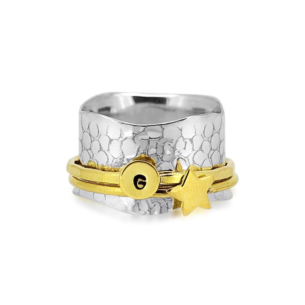 Stardust Initial Ring Women's Engraved Ring
