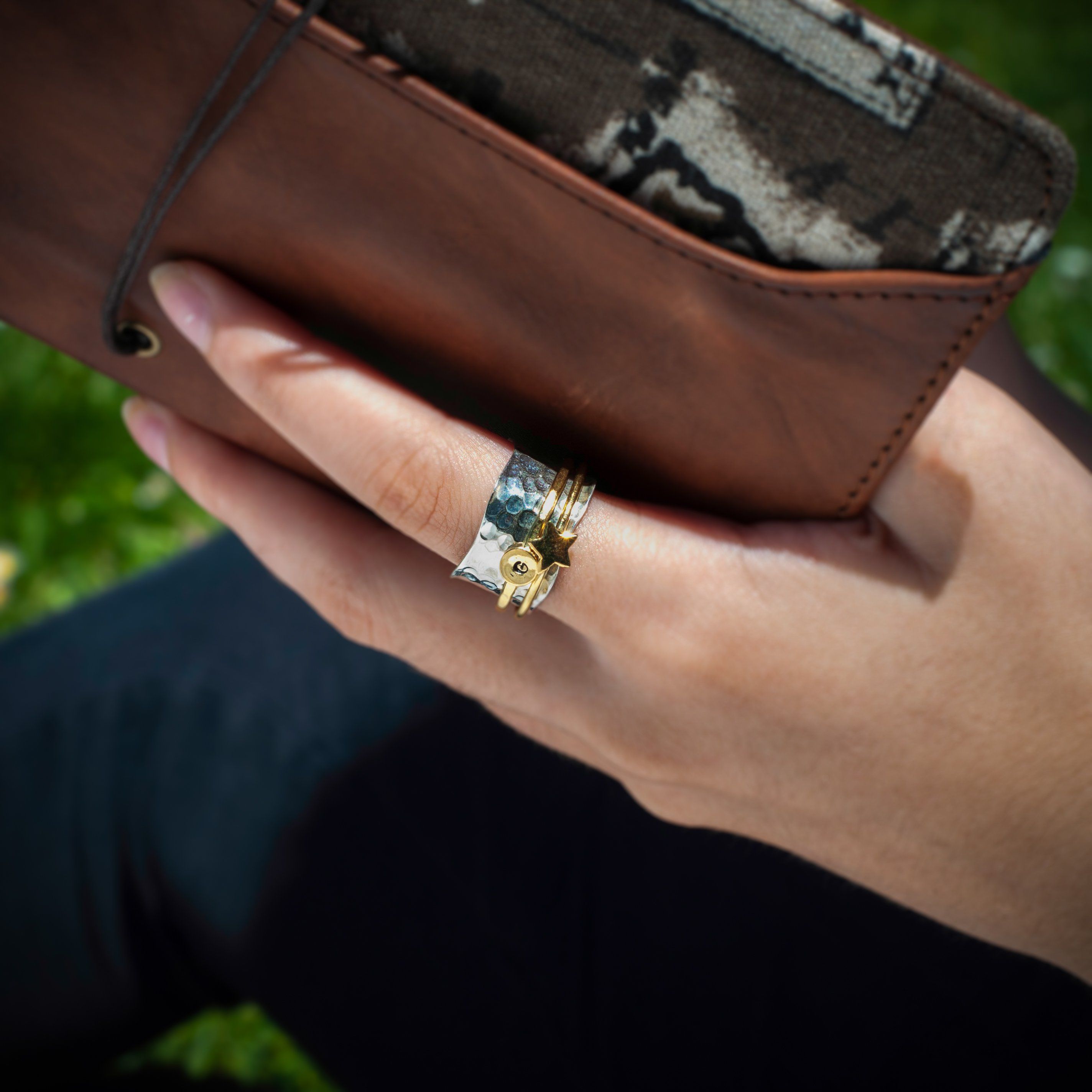 Stardust Initial Ring Women's Engraved Ring