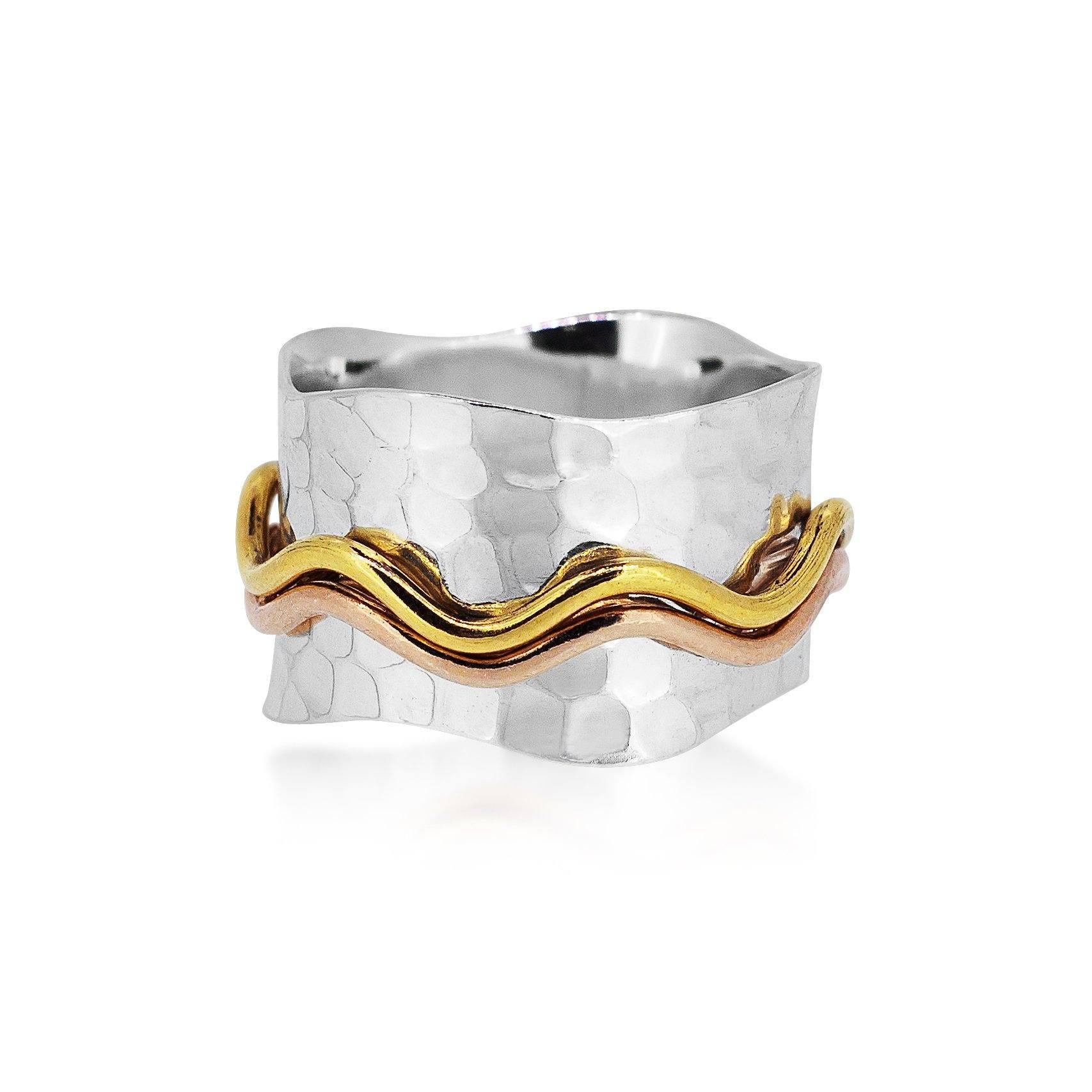 Ocean Wave Spinner Ring Women's Engraved Ring