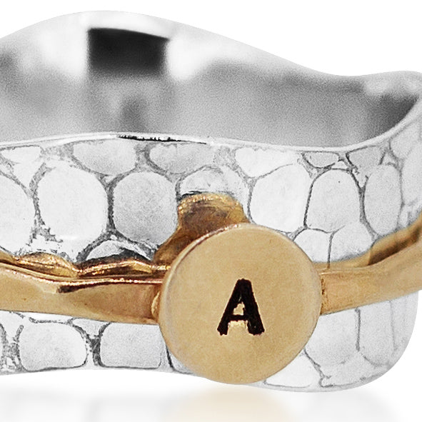 Seashell Initial Ring Women's Engraved Ring