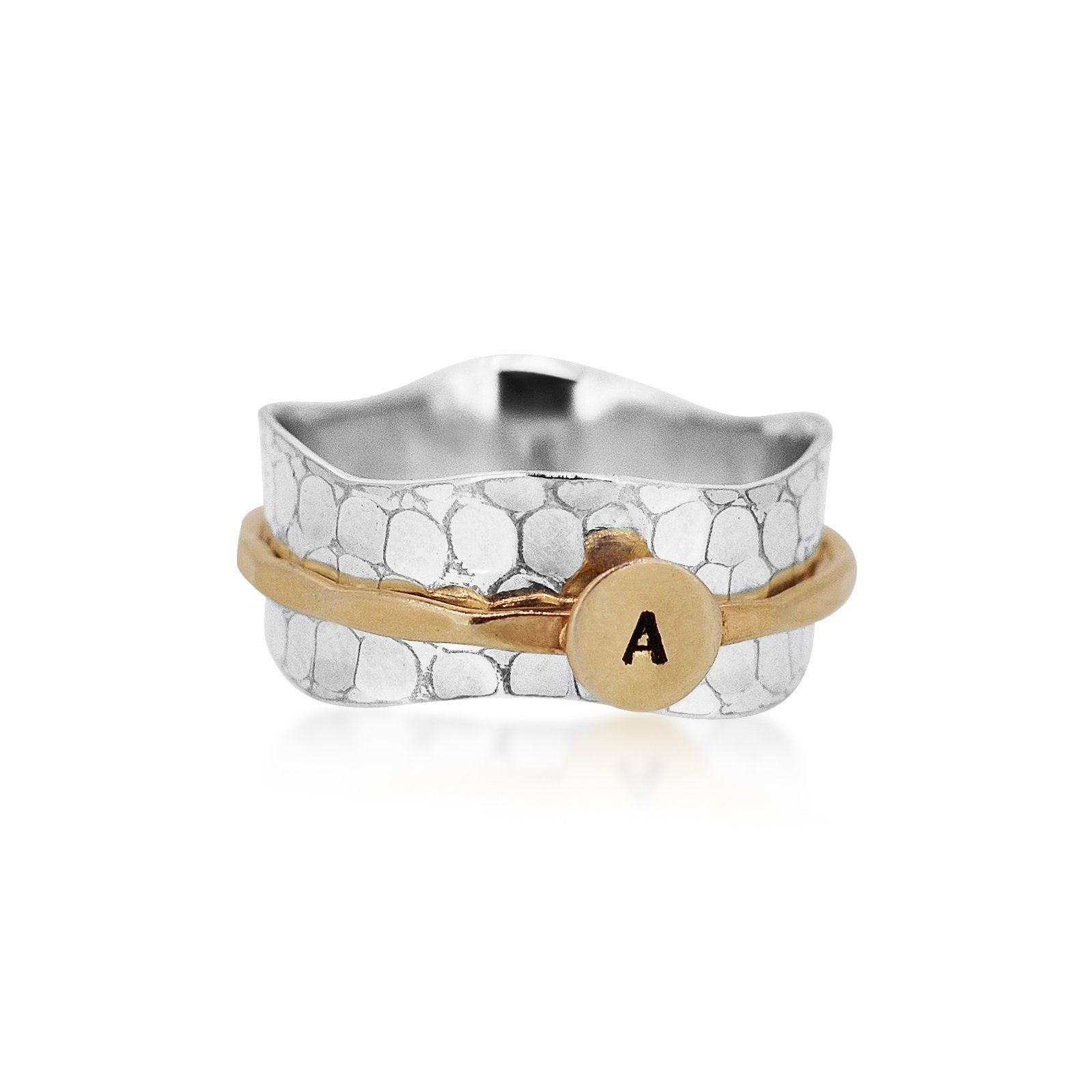 Seashell Initial Ring Women's Engraved Ring