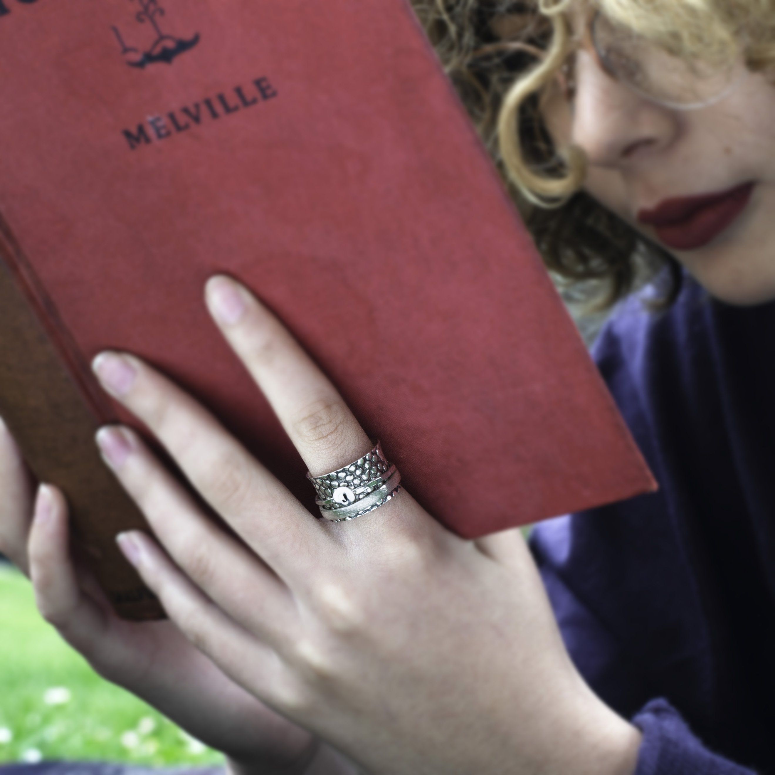 Stingray Initial Ring Women's Engraved Ring