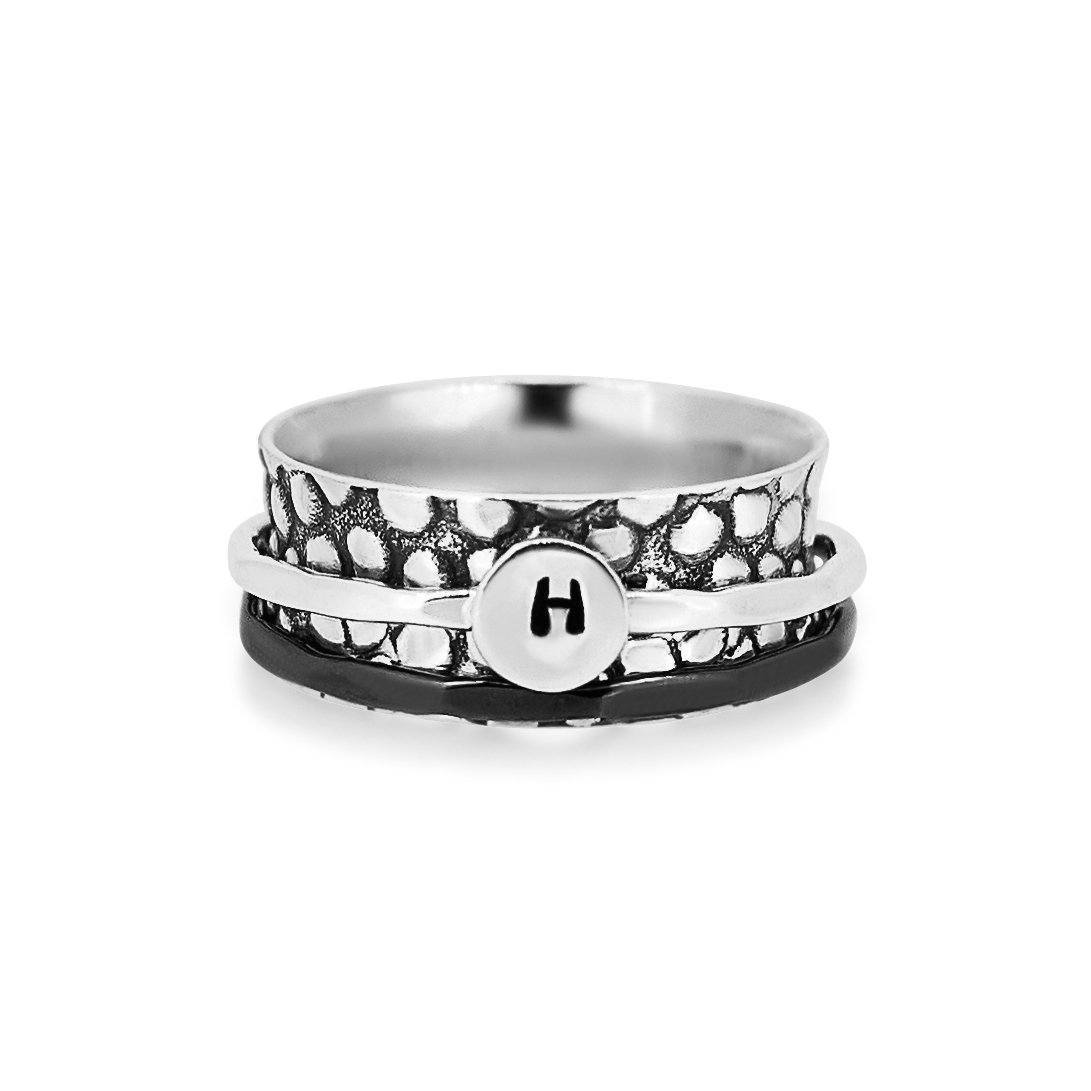 Armor Initial Ring Women's Engraved Ring