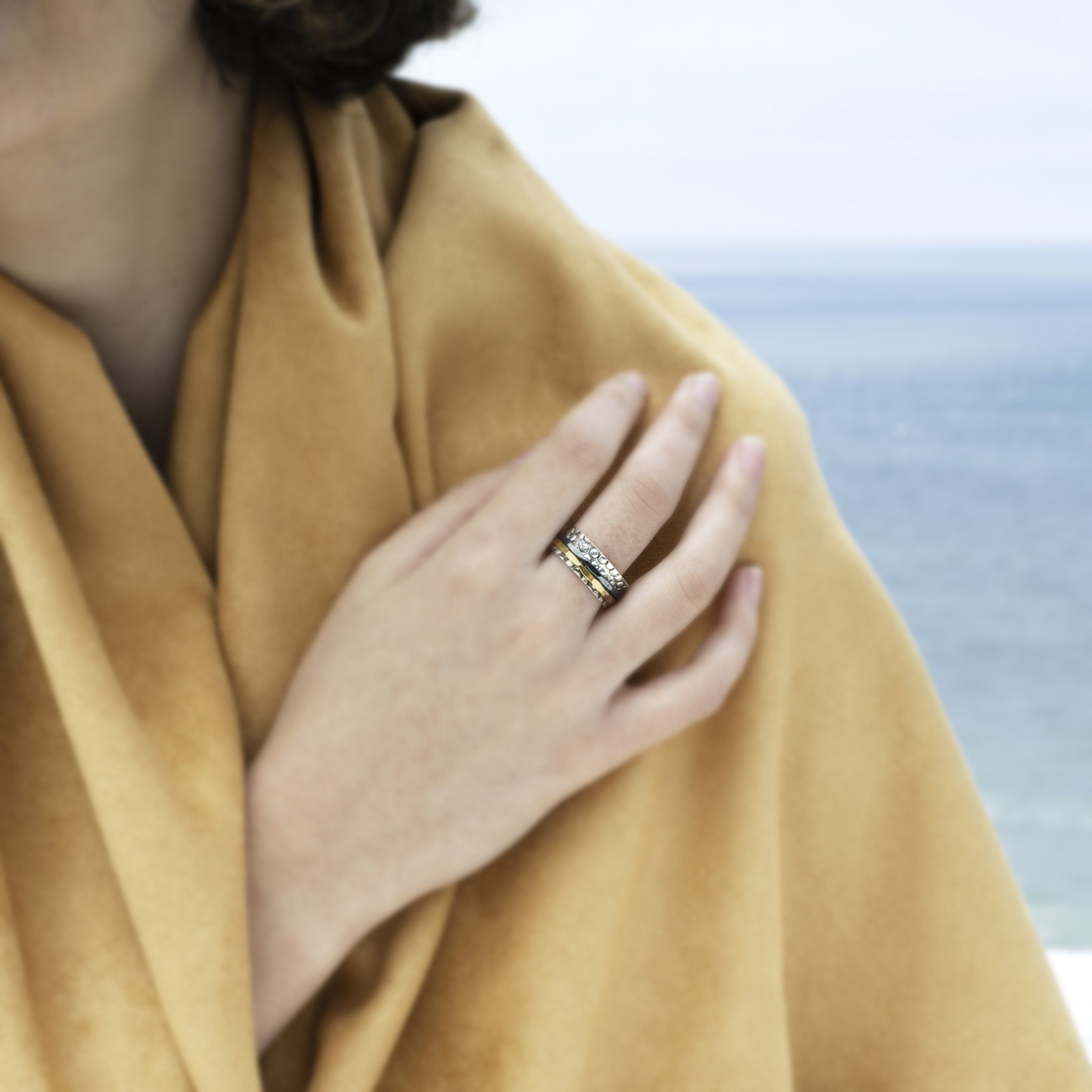 Pebble Beach Spinner Ring Women's Engraved Ring