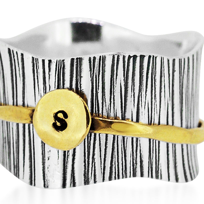 Driftwood Initial Ring Women's Engraved Ring