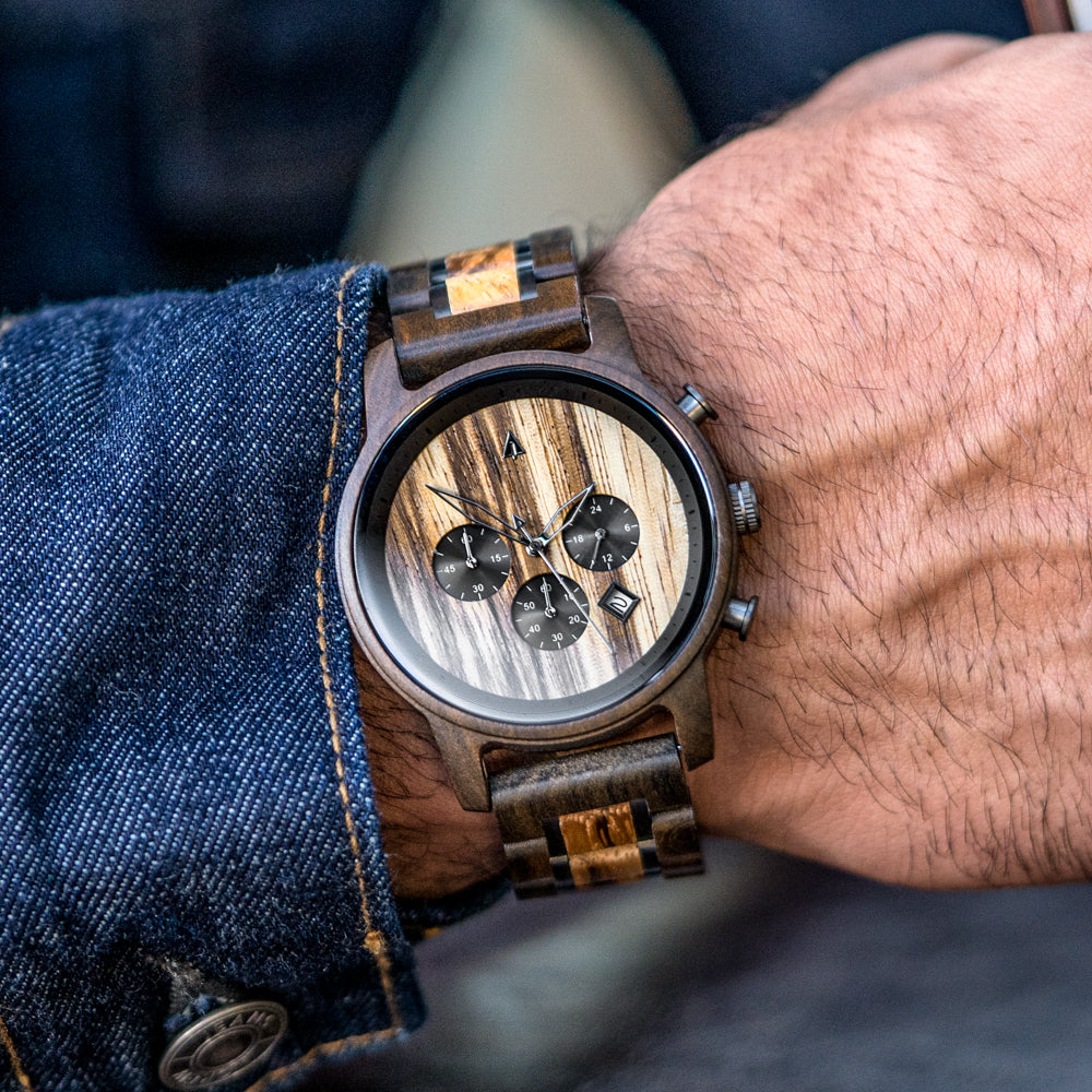 North Ebony Zebrawood Men’s Chrono Wooden Watch