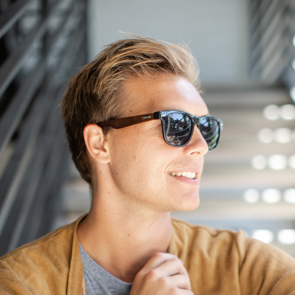 wooden sunglasses in gift set for men