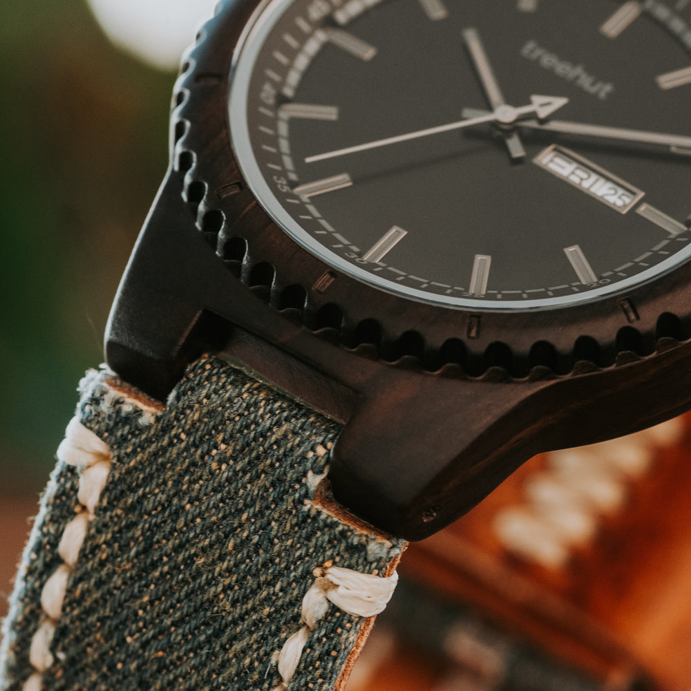 Classic Day-Date Blue Denim Men's Wooden Watch