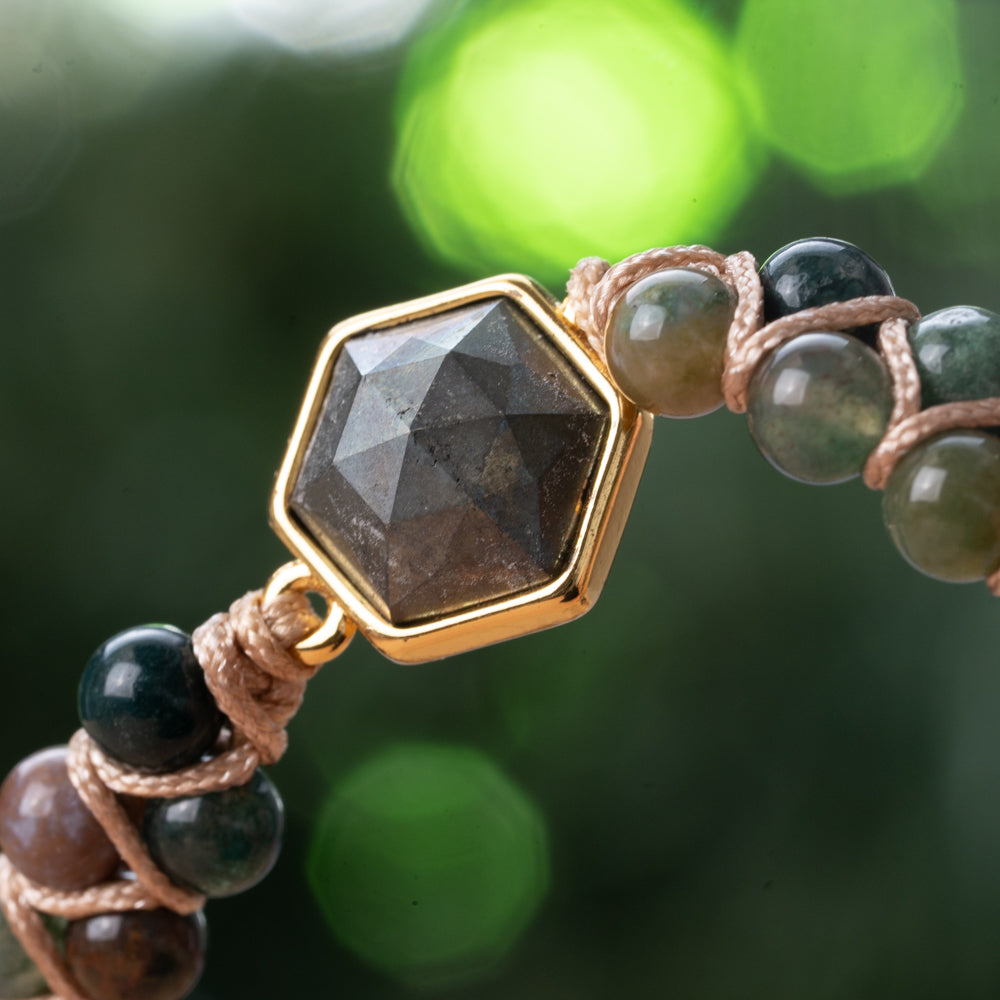 Treehut grey fool's gold pyrite stone bracelet for her with African Turquoise Stone bracelets