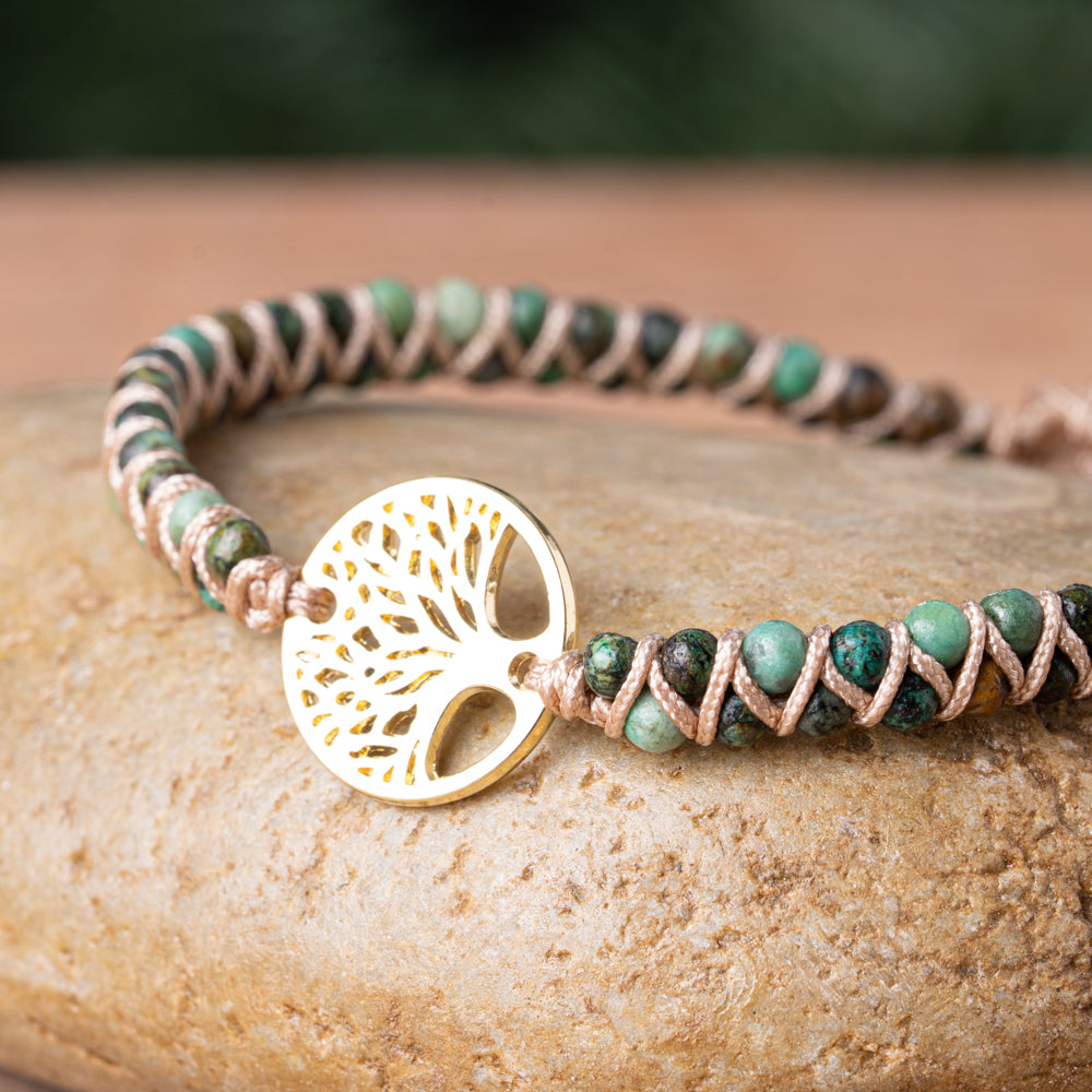 Handmade natural green African Turquoise Bracelet for her made in California