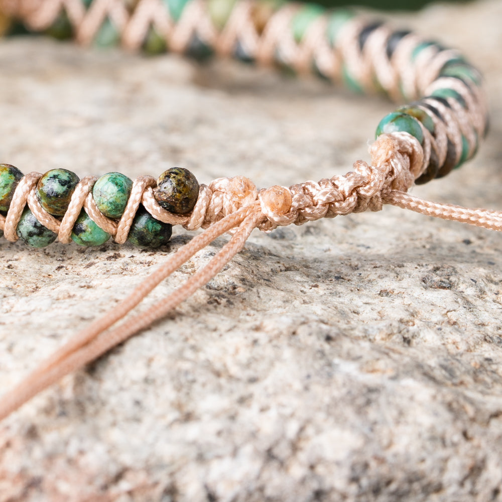 Green natural stone bracelet with natural jasper beads. Single stackable fashion bracelet for her by Treehut
