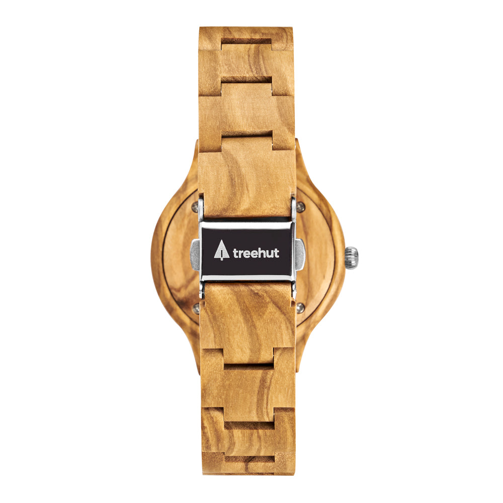 Emma Pearl Olive Frost Women's Wooden Watch