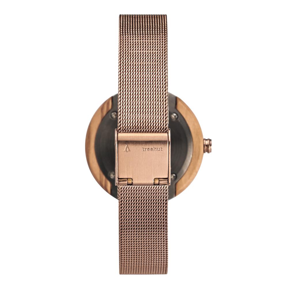 Theory Rose Gold Pink Marble Women's Stainless Steel Wooden Watch