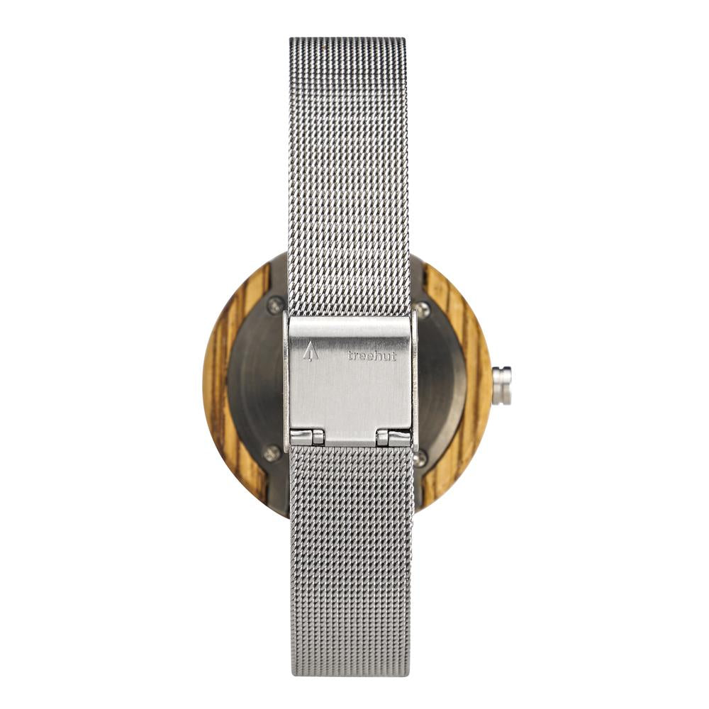 Theory Silver Zebrawood Marble Women's Stainless Steel Wooden Watch