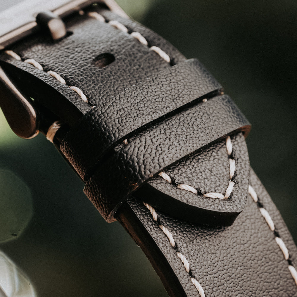 20mm Black Cactus Leather Band For Men