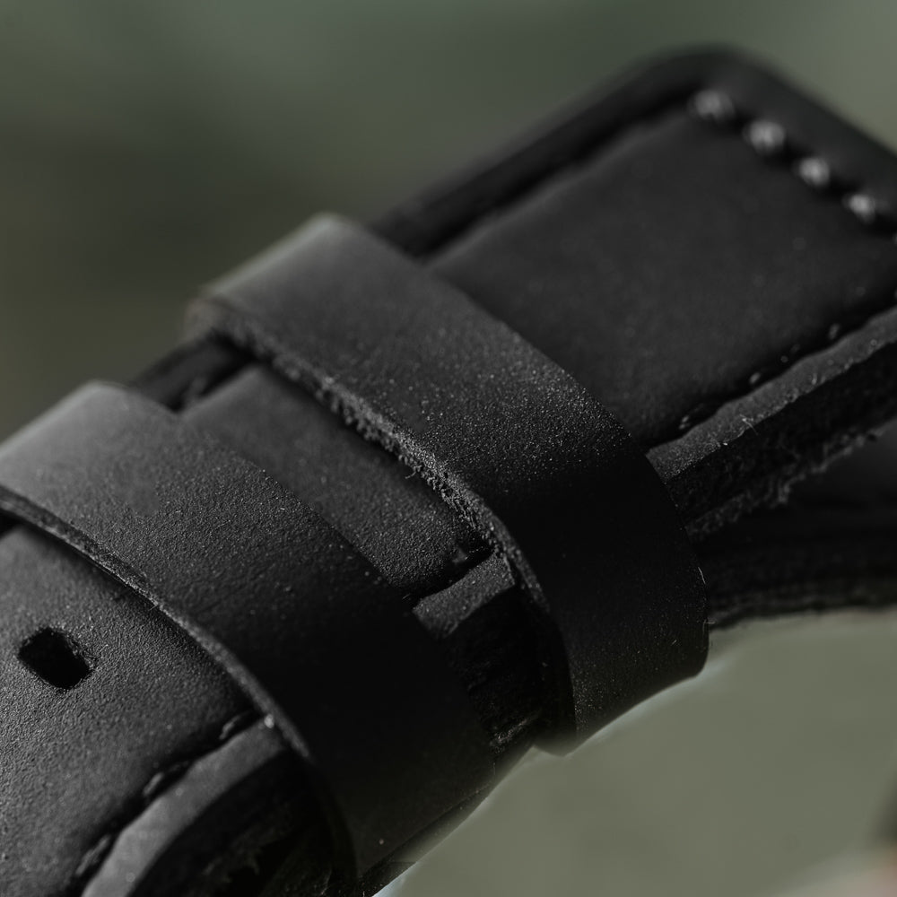 20mm Black Matte Leather Band For Men