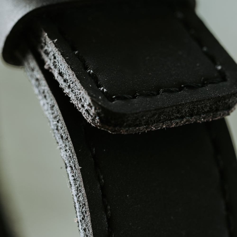 20mm Black Matte Leather Band For Men