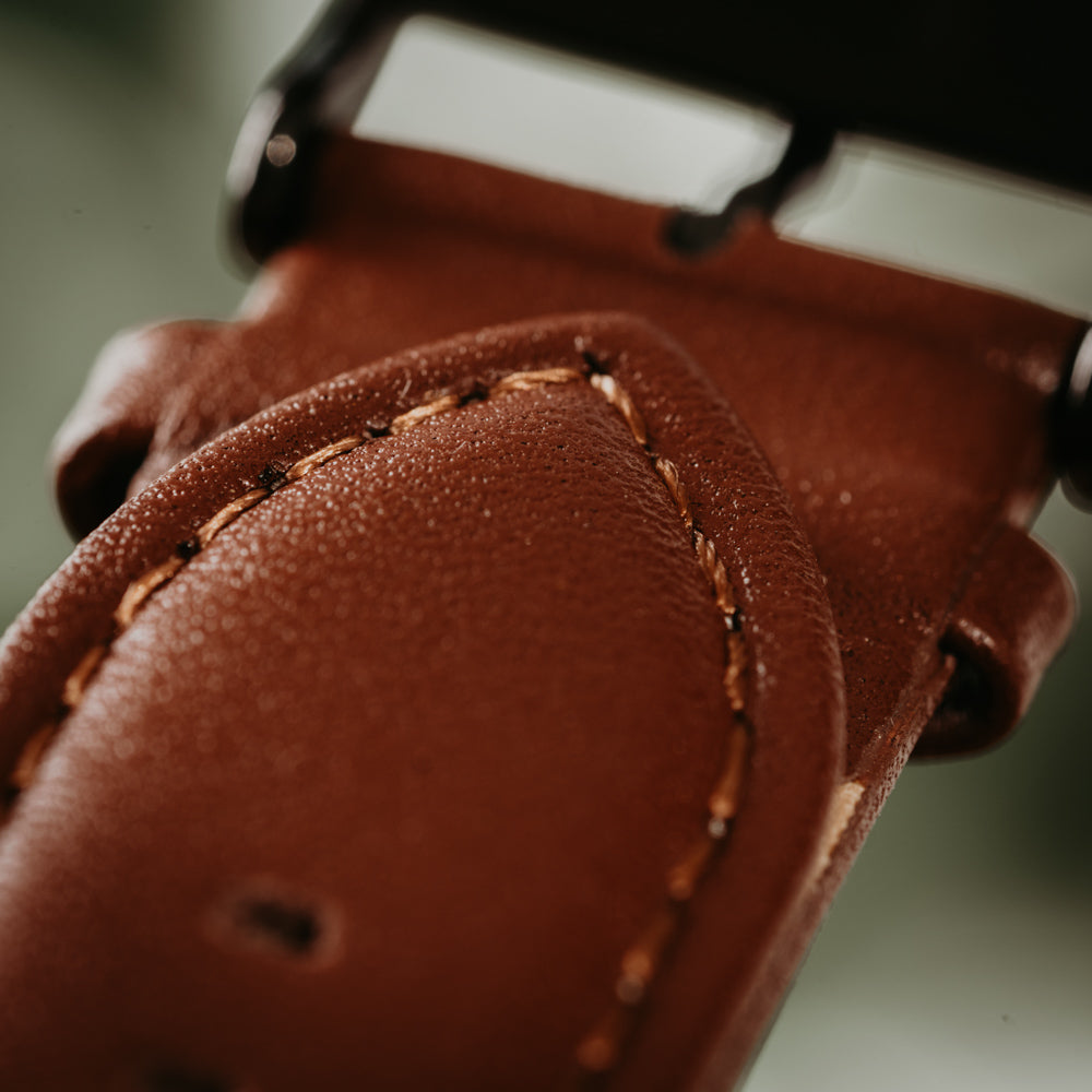 cognac brown leather watch band