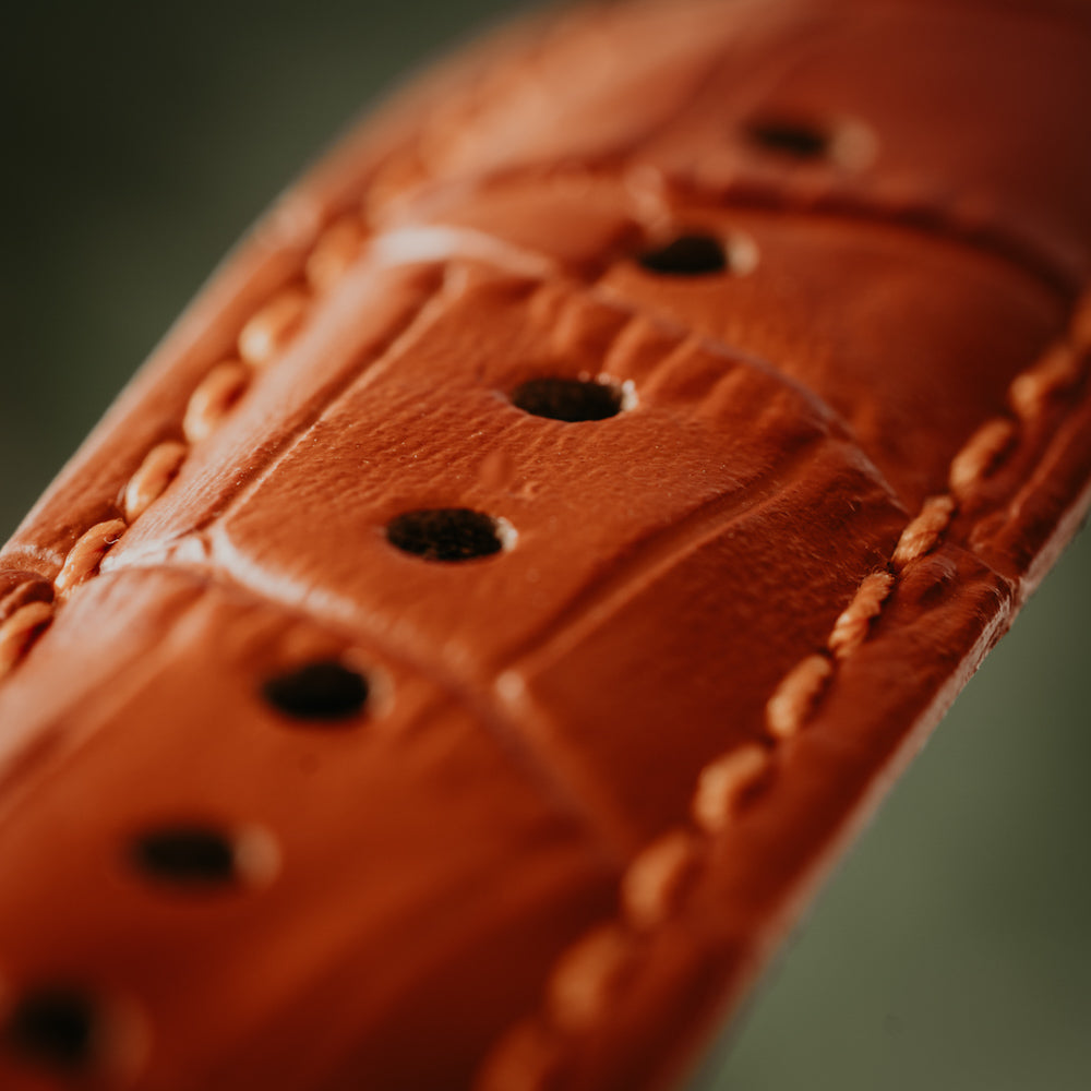 22mm Cognac Crocodile Band For Men