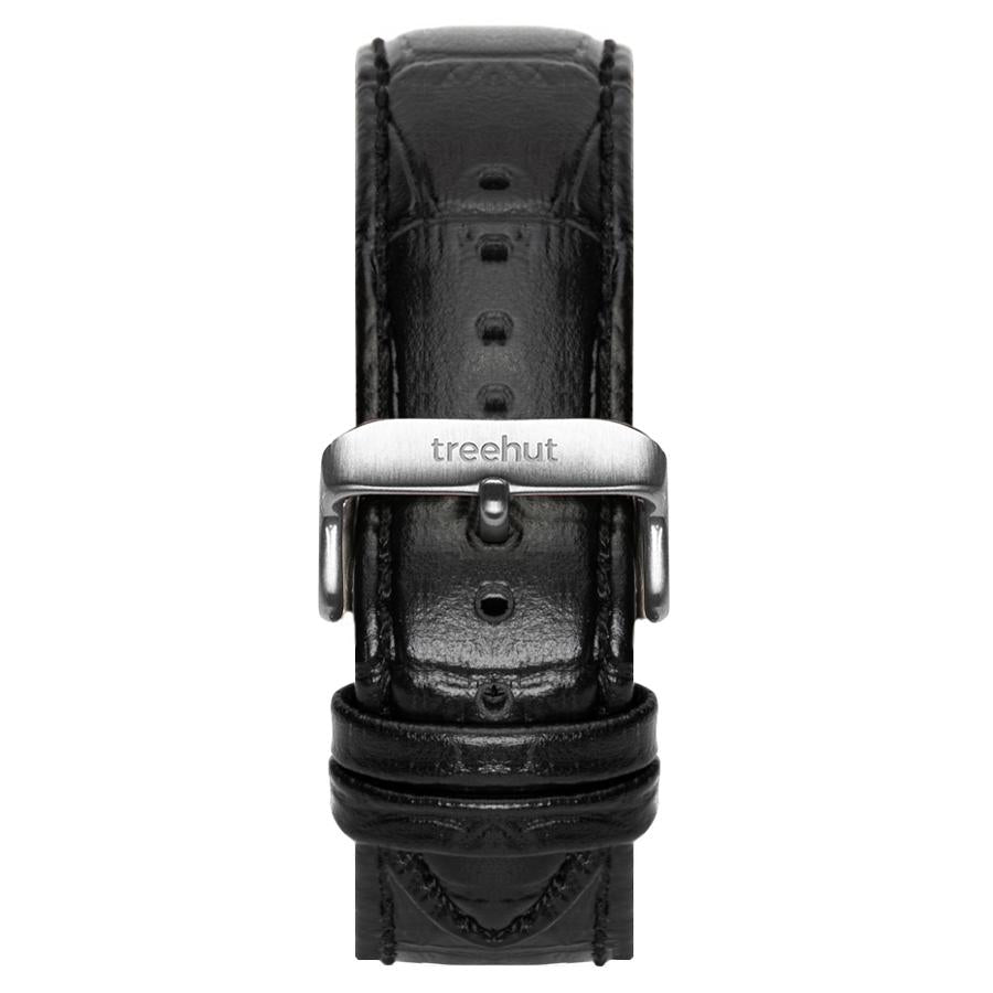 20mm Black Alligator Grain Leather Band For Men