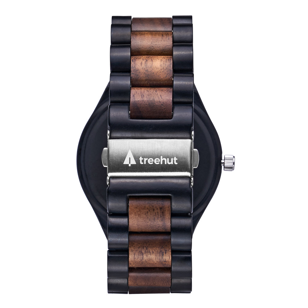 Classic Multifunction Walnut Ebony Men's Wooden Watch