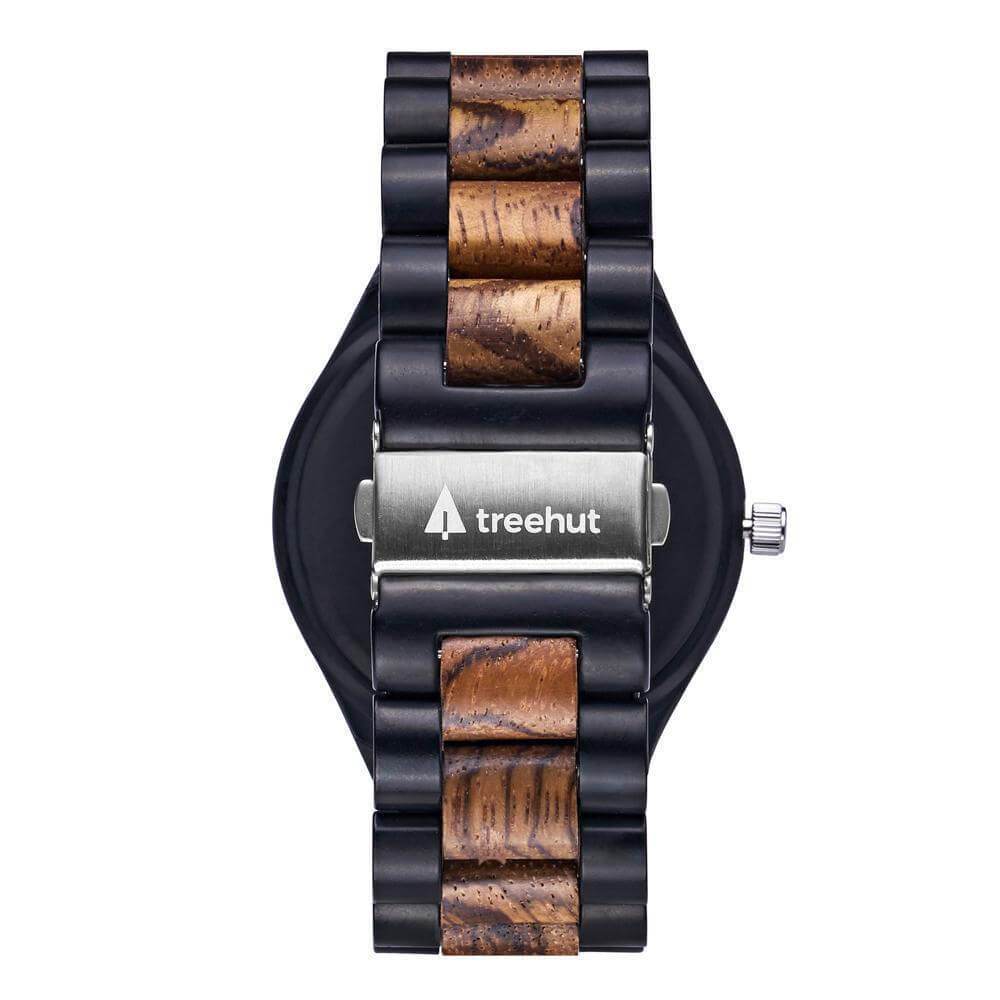 Classic Black Stainless Zebrawood River Men's Wooden Watch