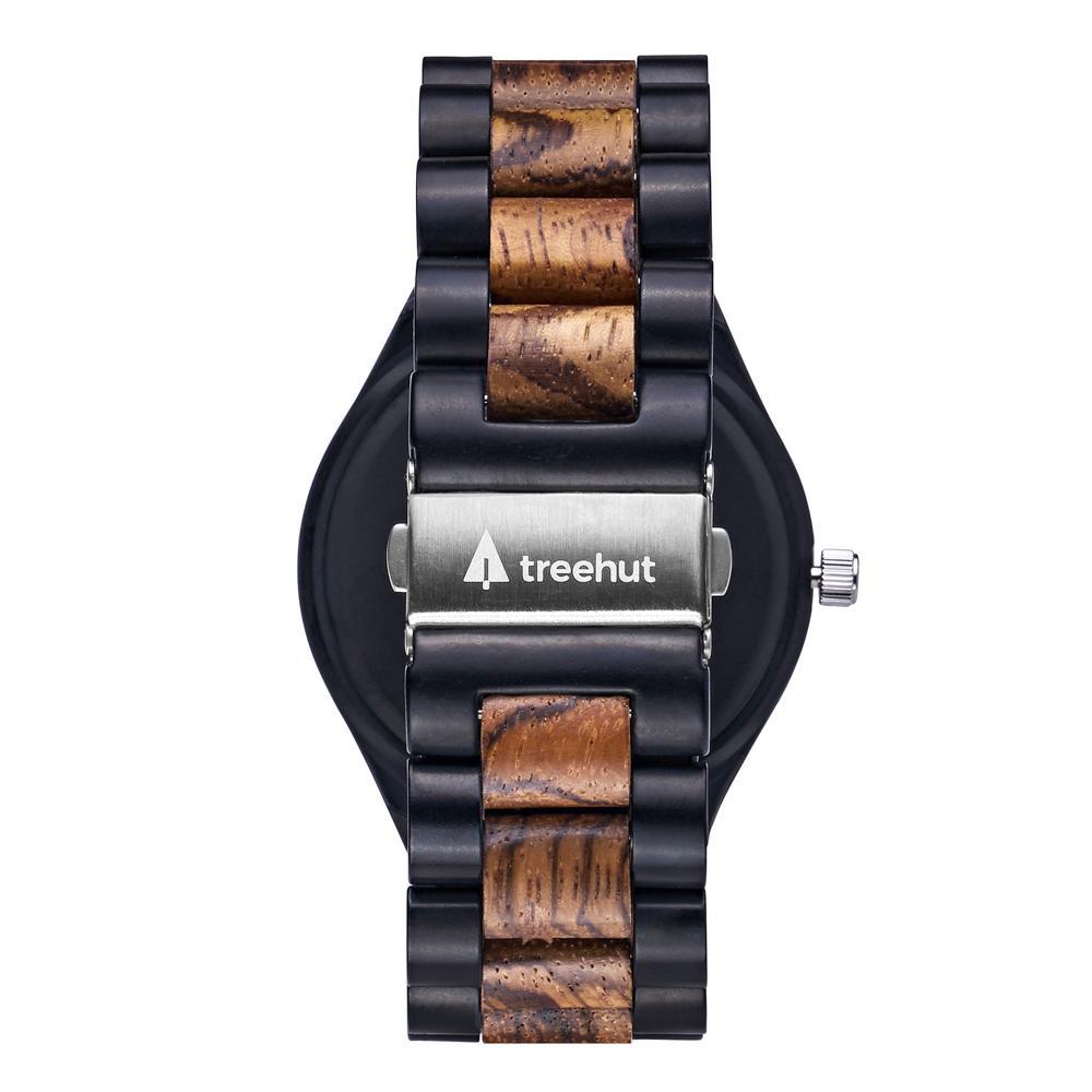 Classic Black Stainless Zebrawood Theo Men's Wooden Watch
