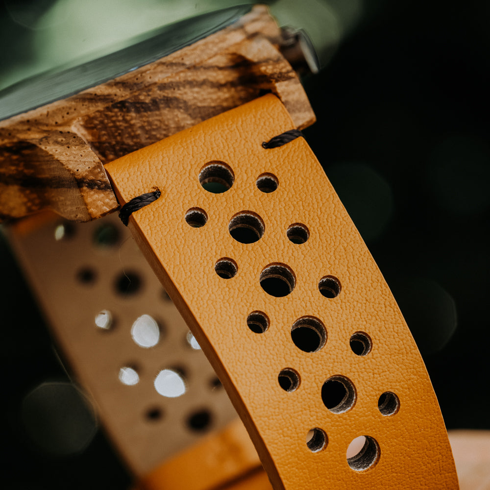22mm Ochre Brown Cactus Leather Band For Men